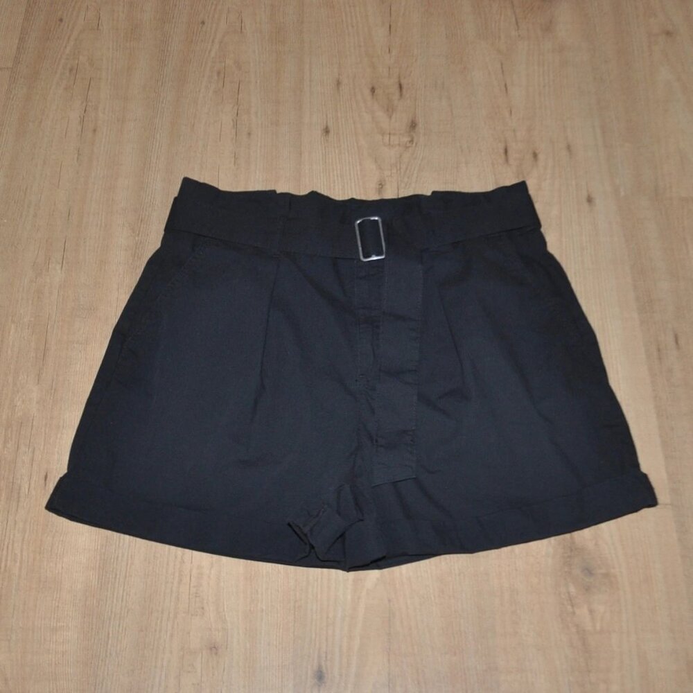 Banana Republic Black High-Waist Belted Shorts